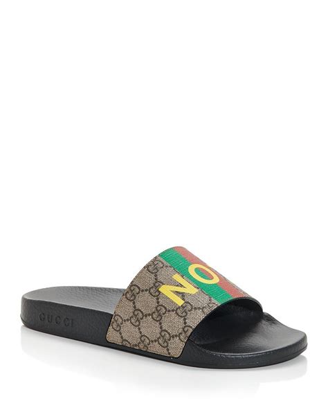 gucci men's 'fake/not' print slide sandals - beige multi|Gucci GG Slide Sandal (Men) .